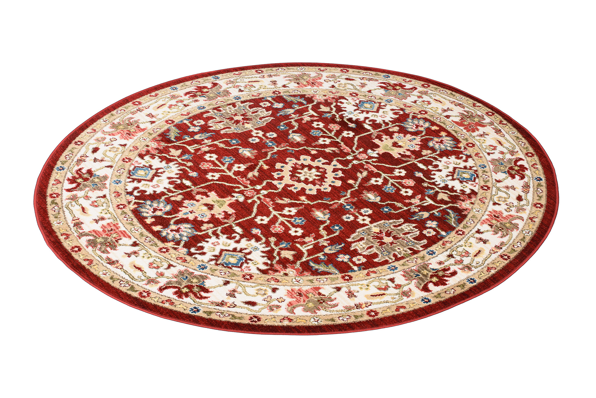 Teppich Rivoli Rund Rot Creme Medaillons