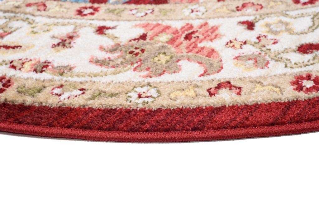 Teppich Rivoli Rund Rot Creme Medaillons