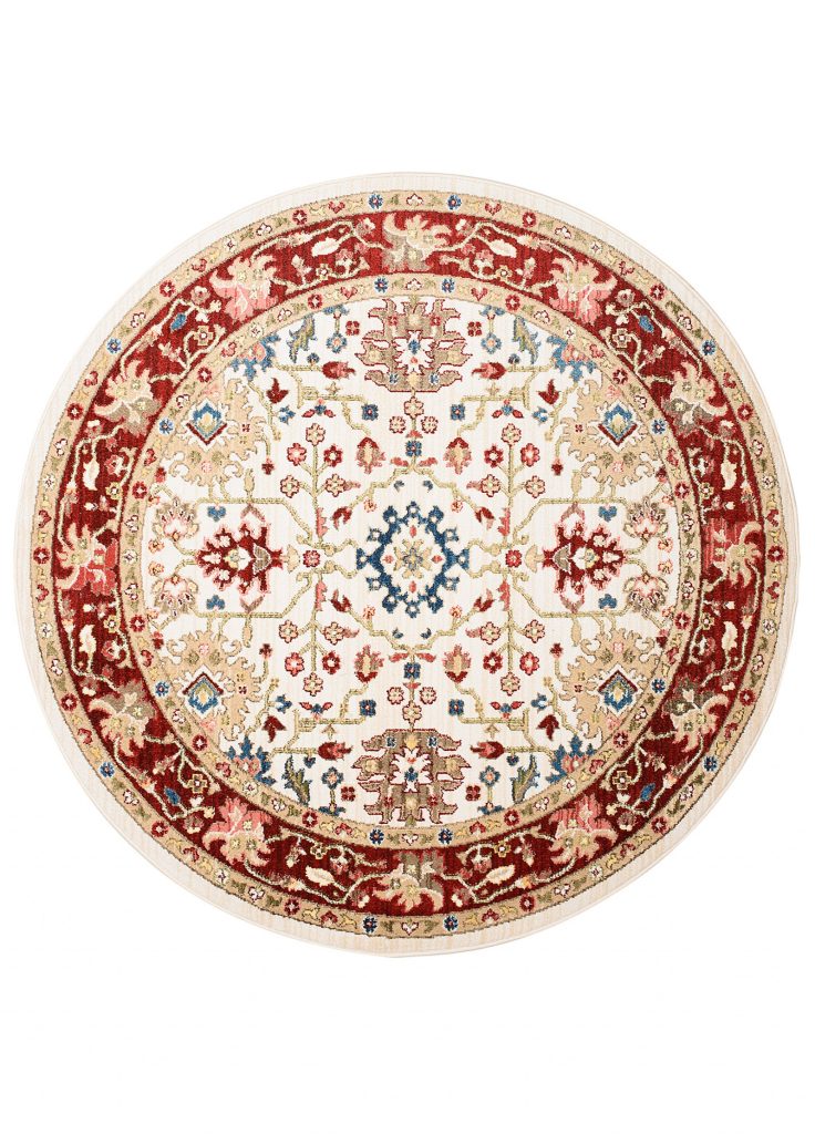 Teppich Rivoli Rund Creme Rot Klassisch