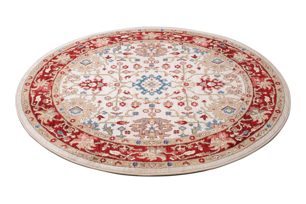 Teppich Rivoli Rund Creme Rot Klassisch
