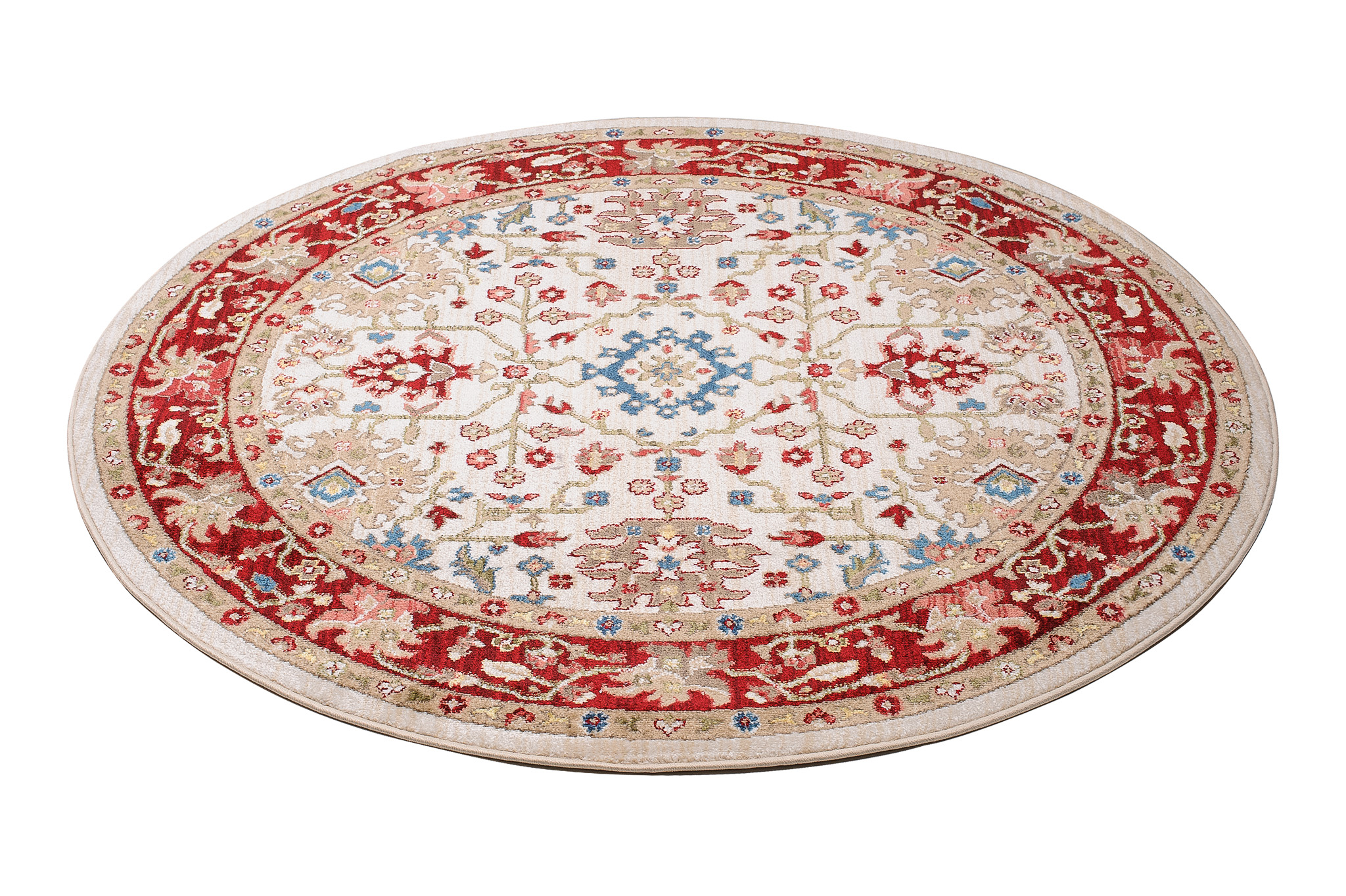 Teppich Rivoli Rund Creme Rot Klassisch