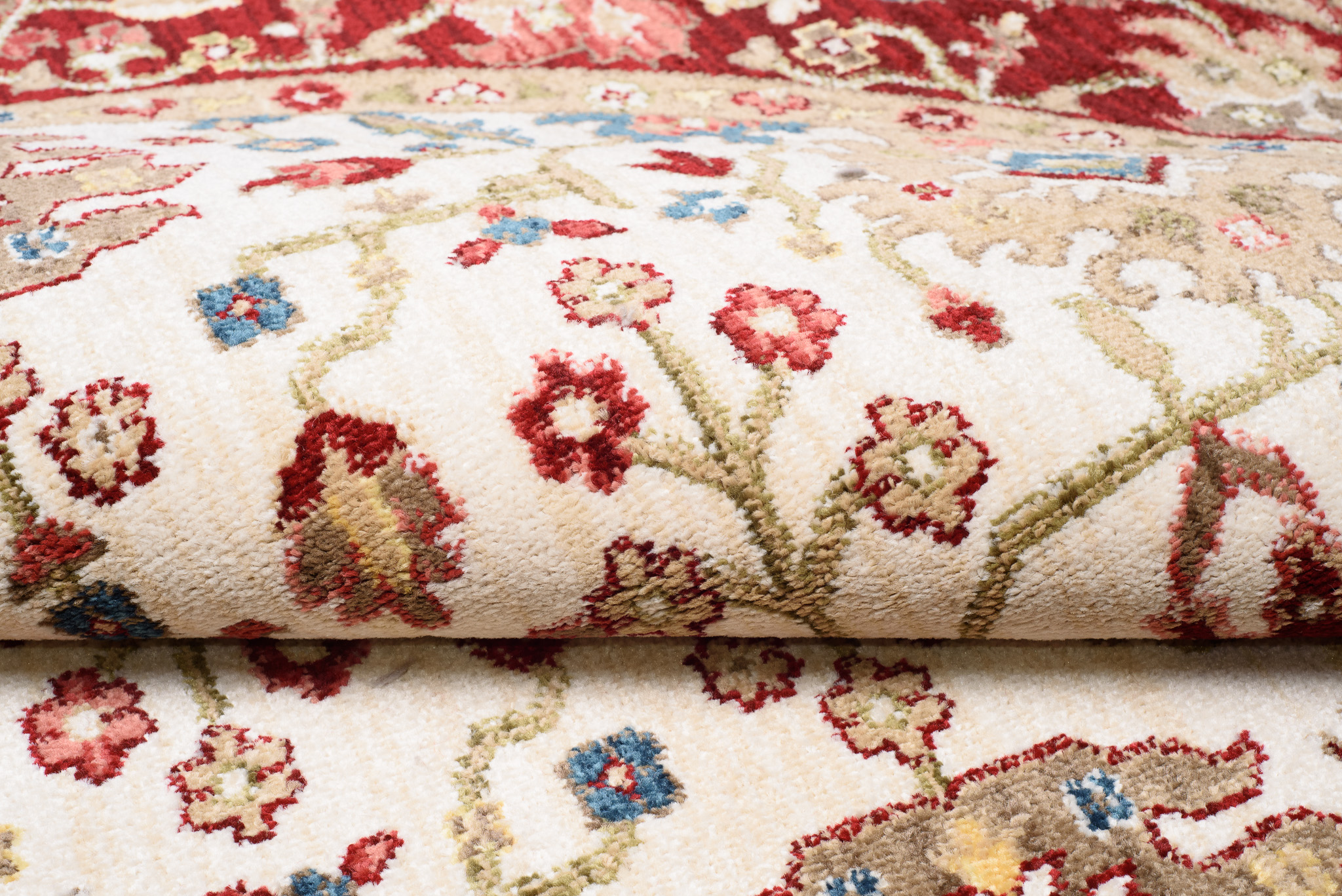 Teppich Rivoli Rund Creme Rot Klassisch