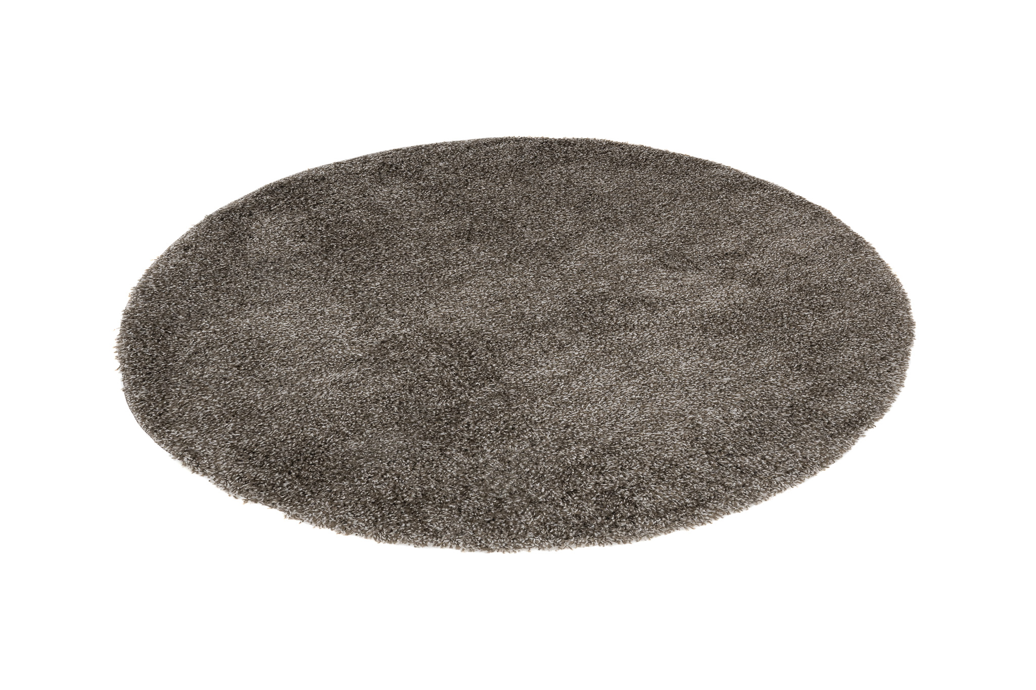 Teppich Essence Rund Shaggy Taupe Grau Melange
