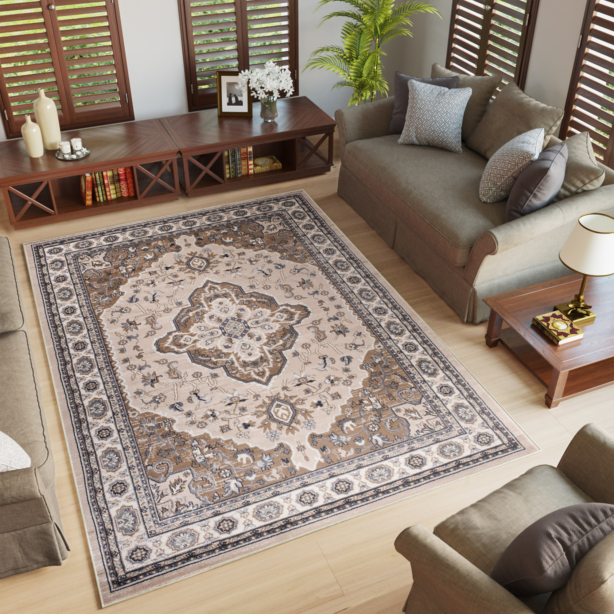 Teppich Colorado Traditionell Beige Creme Ornament
