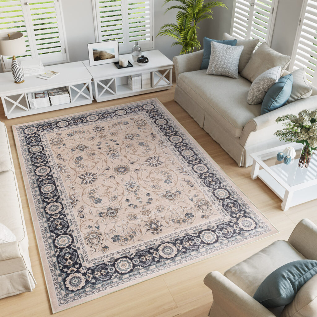 Teppich Colorado Traditioneller Beige Schwarz Floral