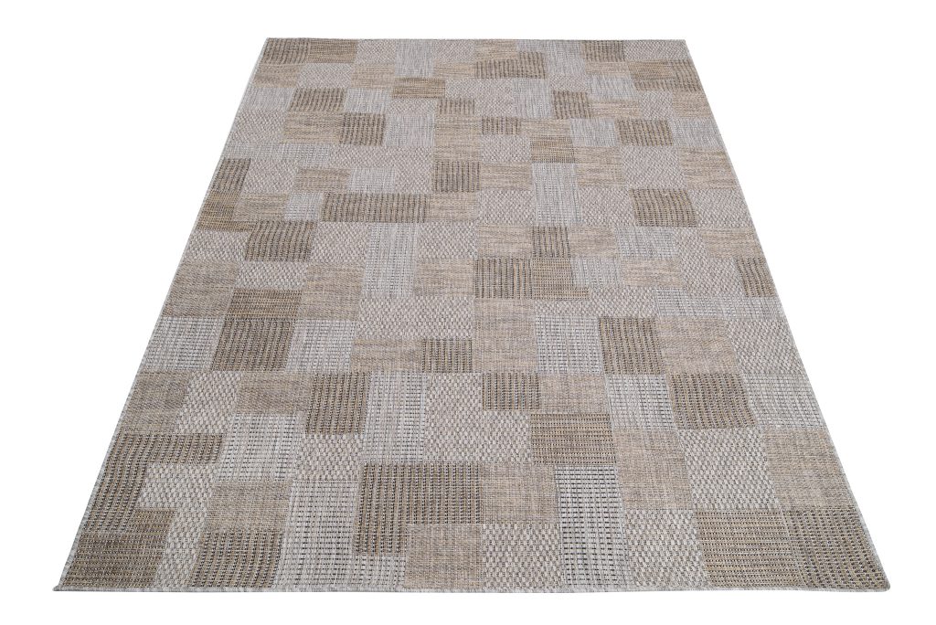 Teppich Melissa Braun Grau Quadrate Indoor Outdoor