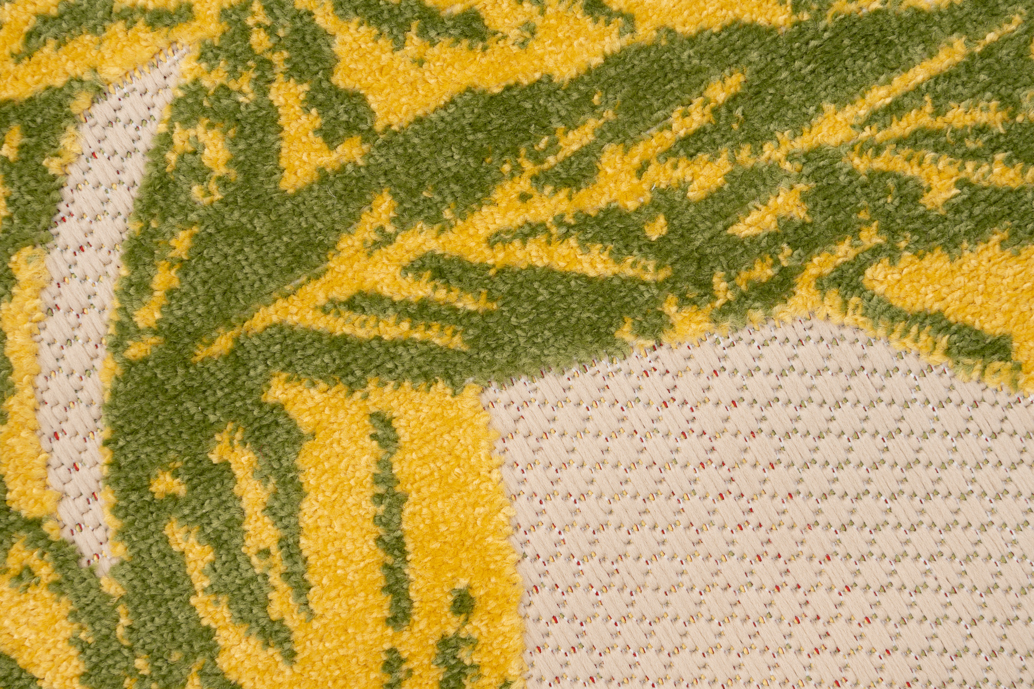 Teppich Outdoor Patio Creme Grün Blätter