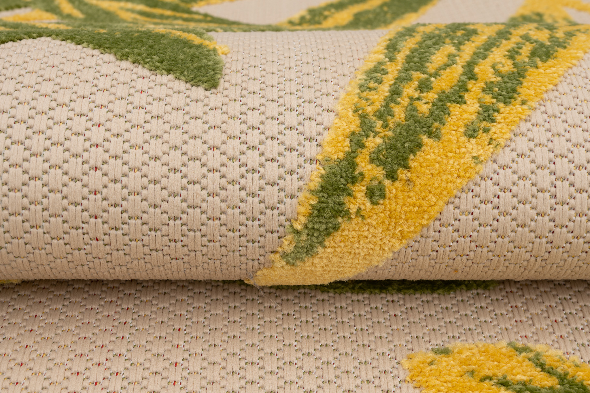 Teppich Outdoor Patio Creme Grün Blätter
