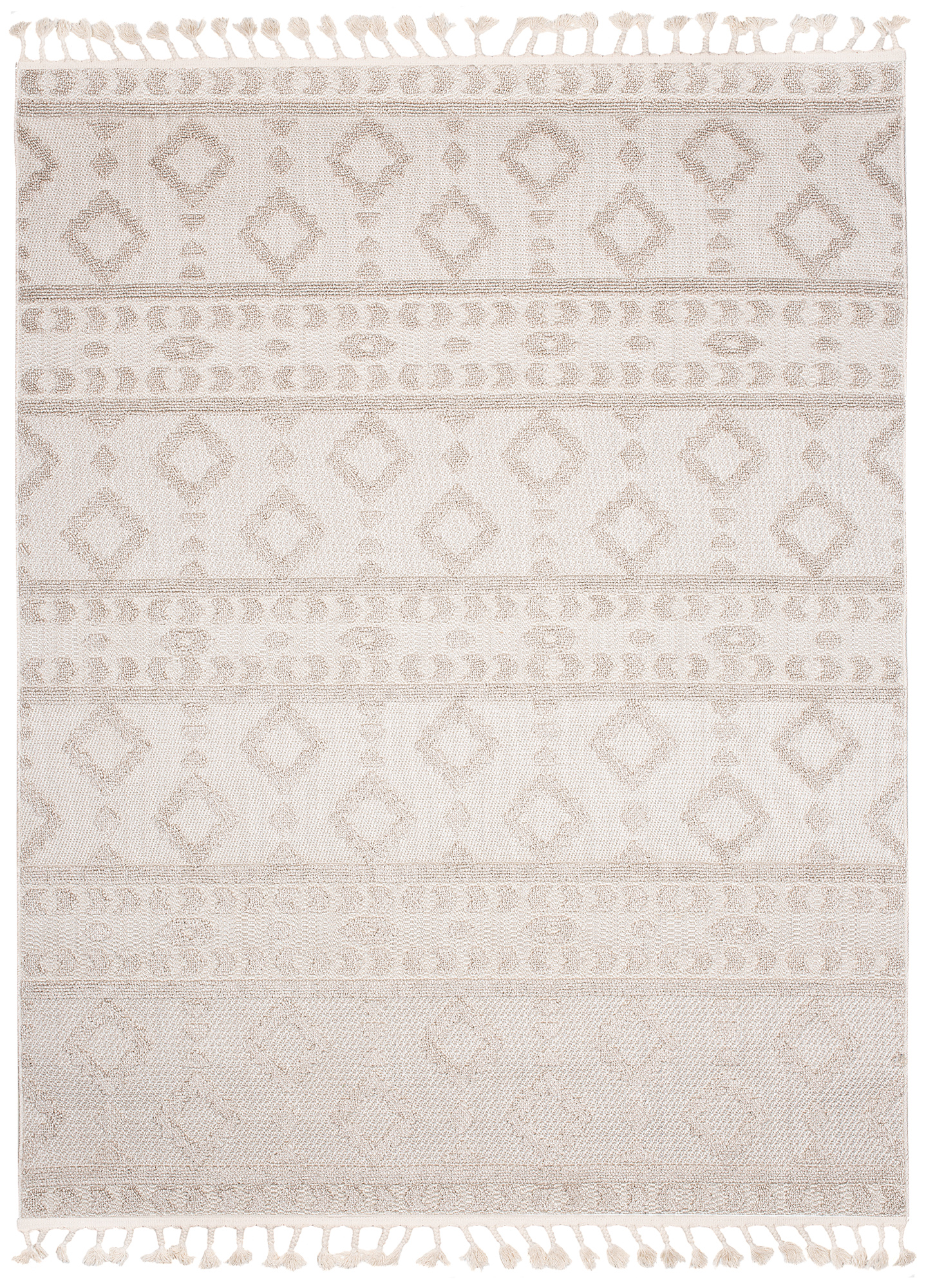 Teppich Timber Indoor Outdoor Beige Ethno Fransen