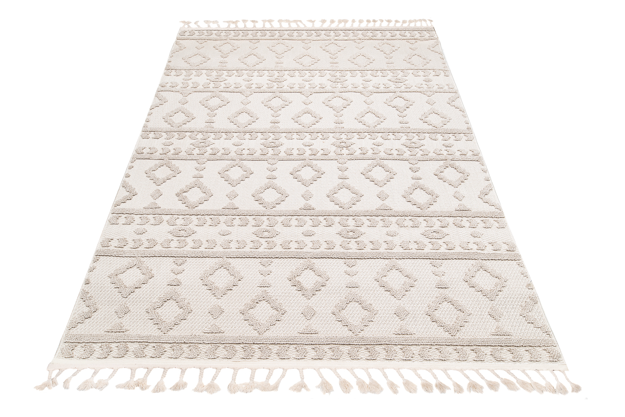 Teppich Timber Indoor Outdoor Beige Ethno Fransen