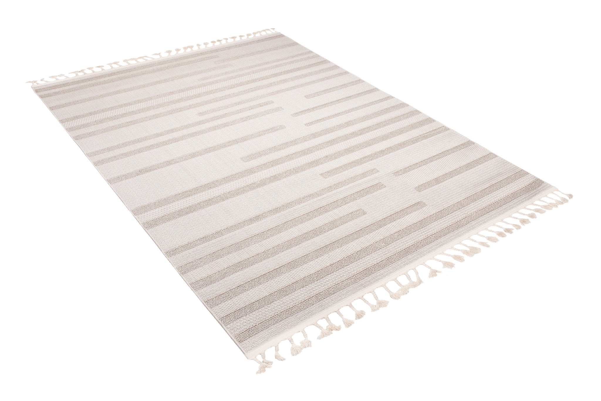 Teppich Timber Indoor Outdoor Beige Streifen Fransen