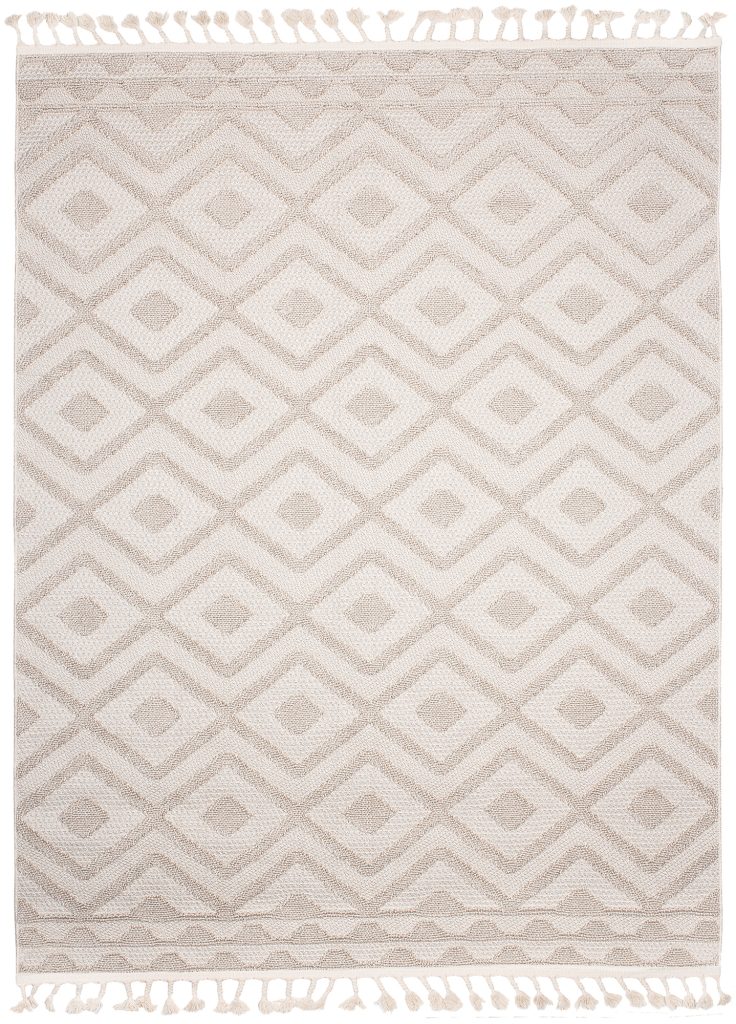 Teppich Timber Indoor Outdoor Beige Rauten Fransen