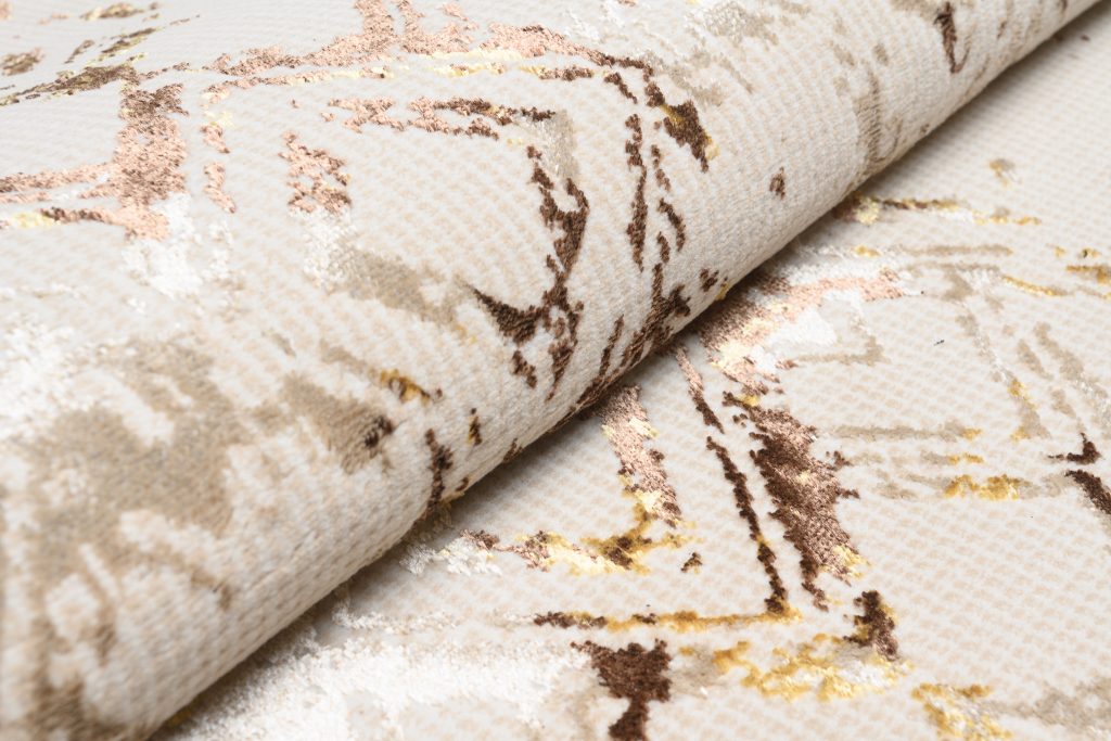 Teppich Golden Creme Gold Raute Meliert