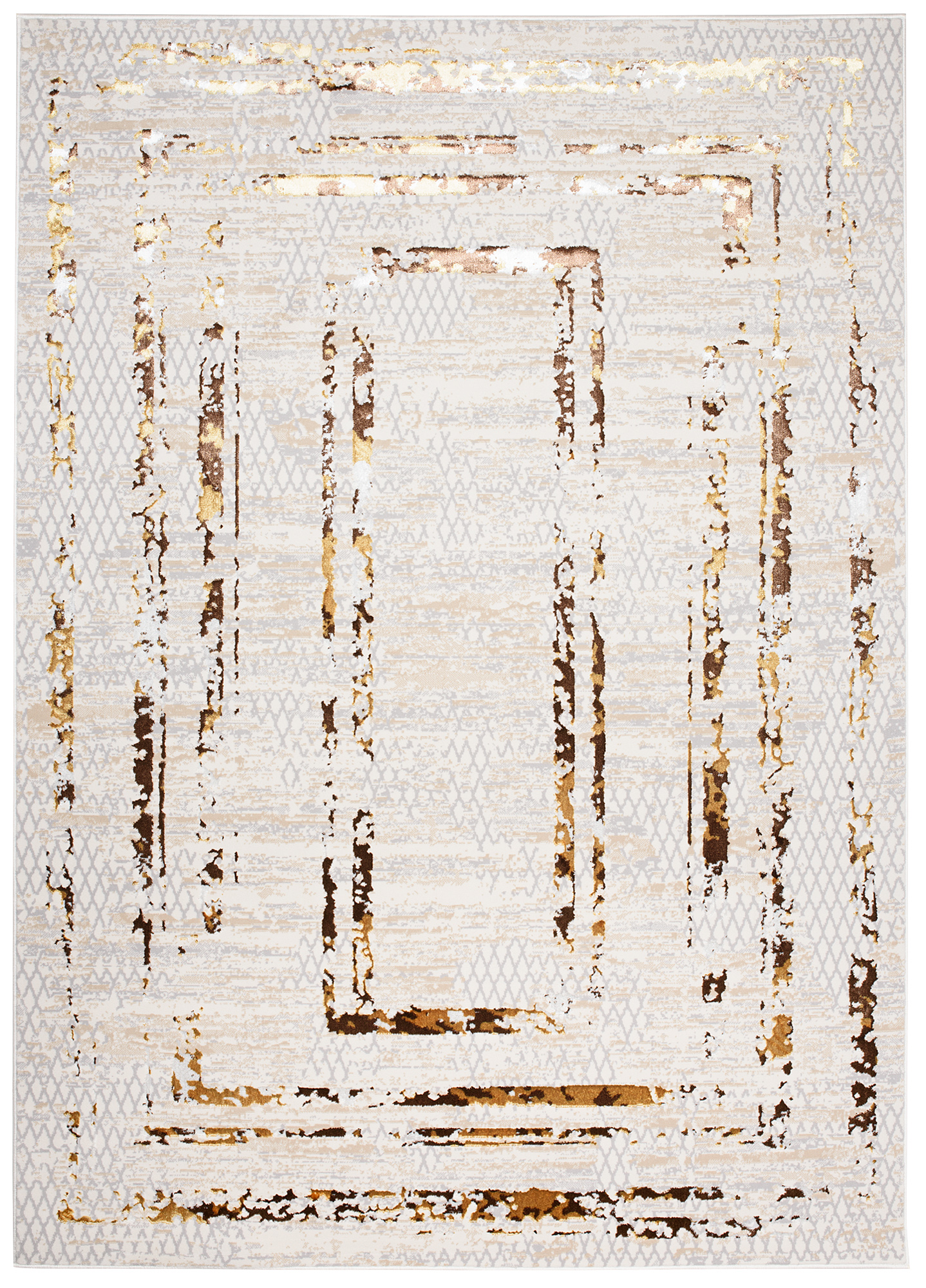 Teppich Golden Creme Gold Rahmen Meliert