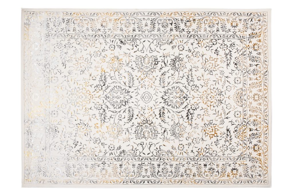 Teppich Golden Creme Gold Grau Vintage Rahmen