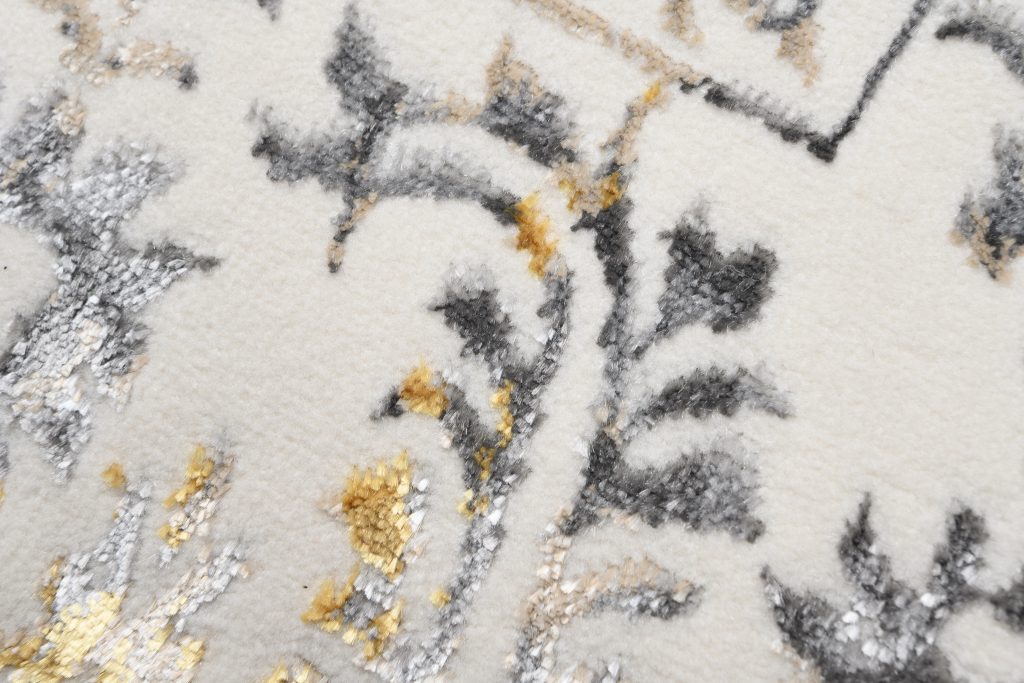 Teppich Golden Creme Gold Grau Vintage Rahmen