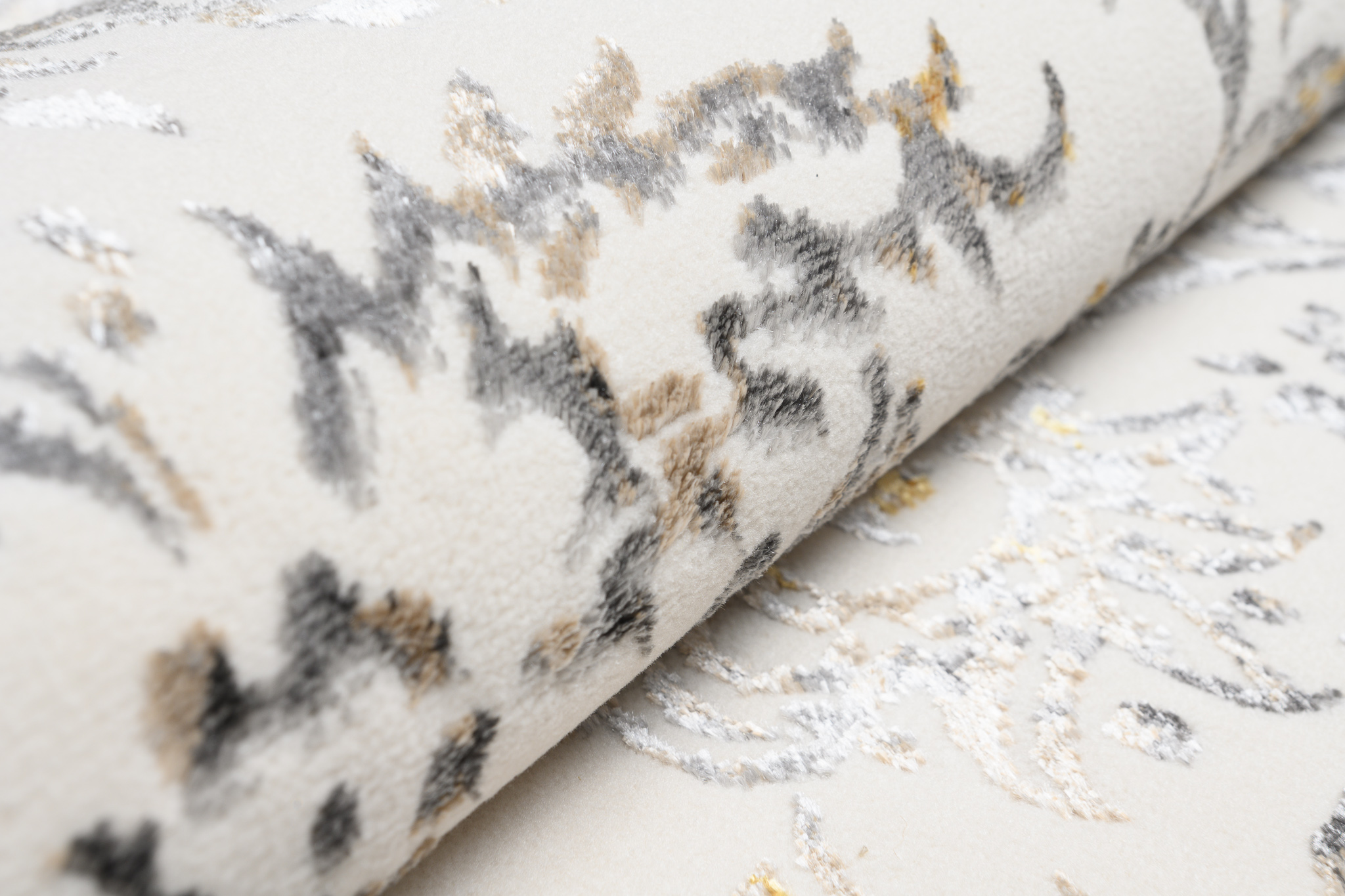 Teppich Golden Creme Gold Grau Vintage Rahmen