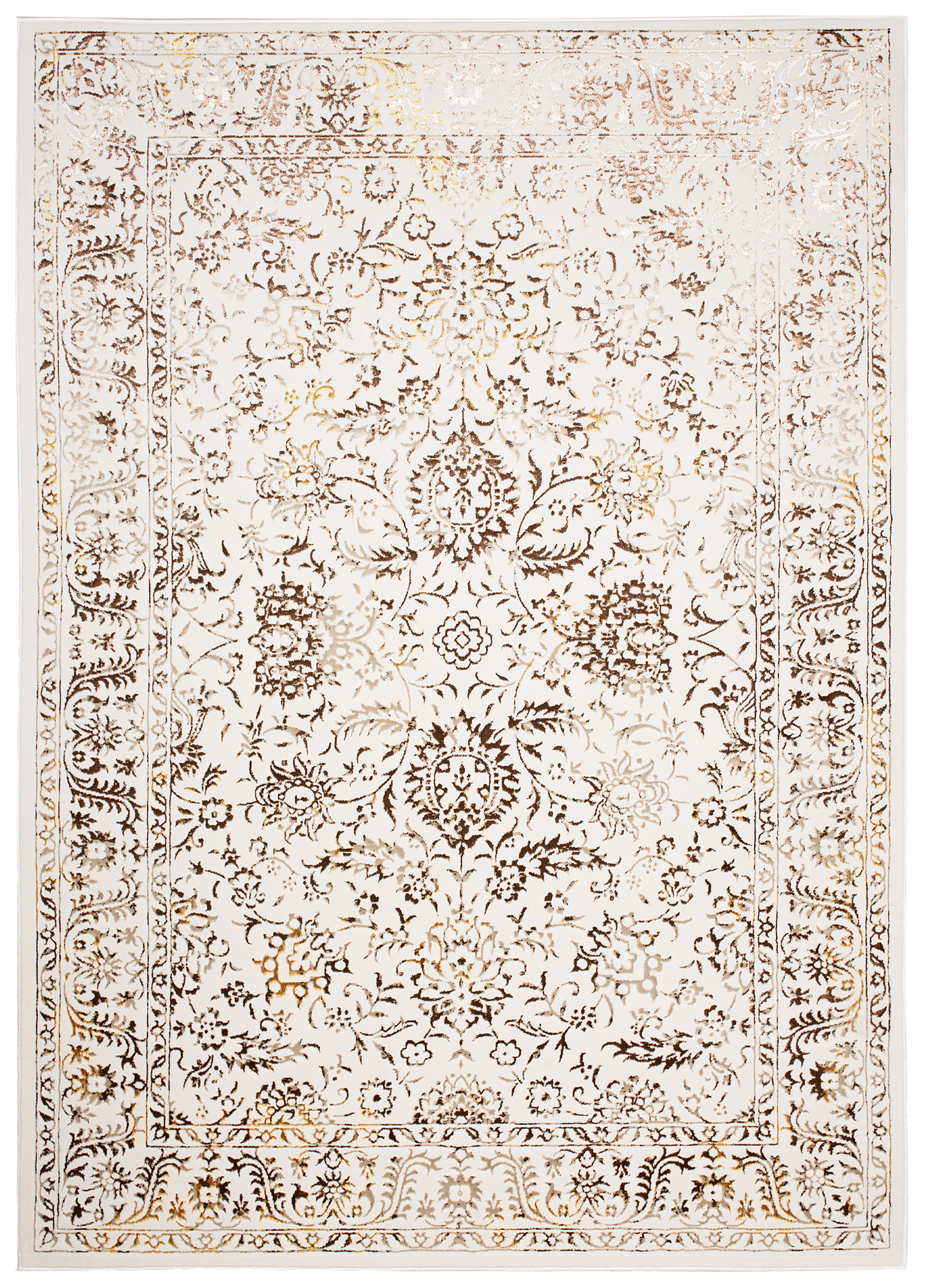 Teppich Golden Creme Gold Vintage Rahmen