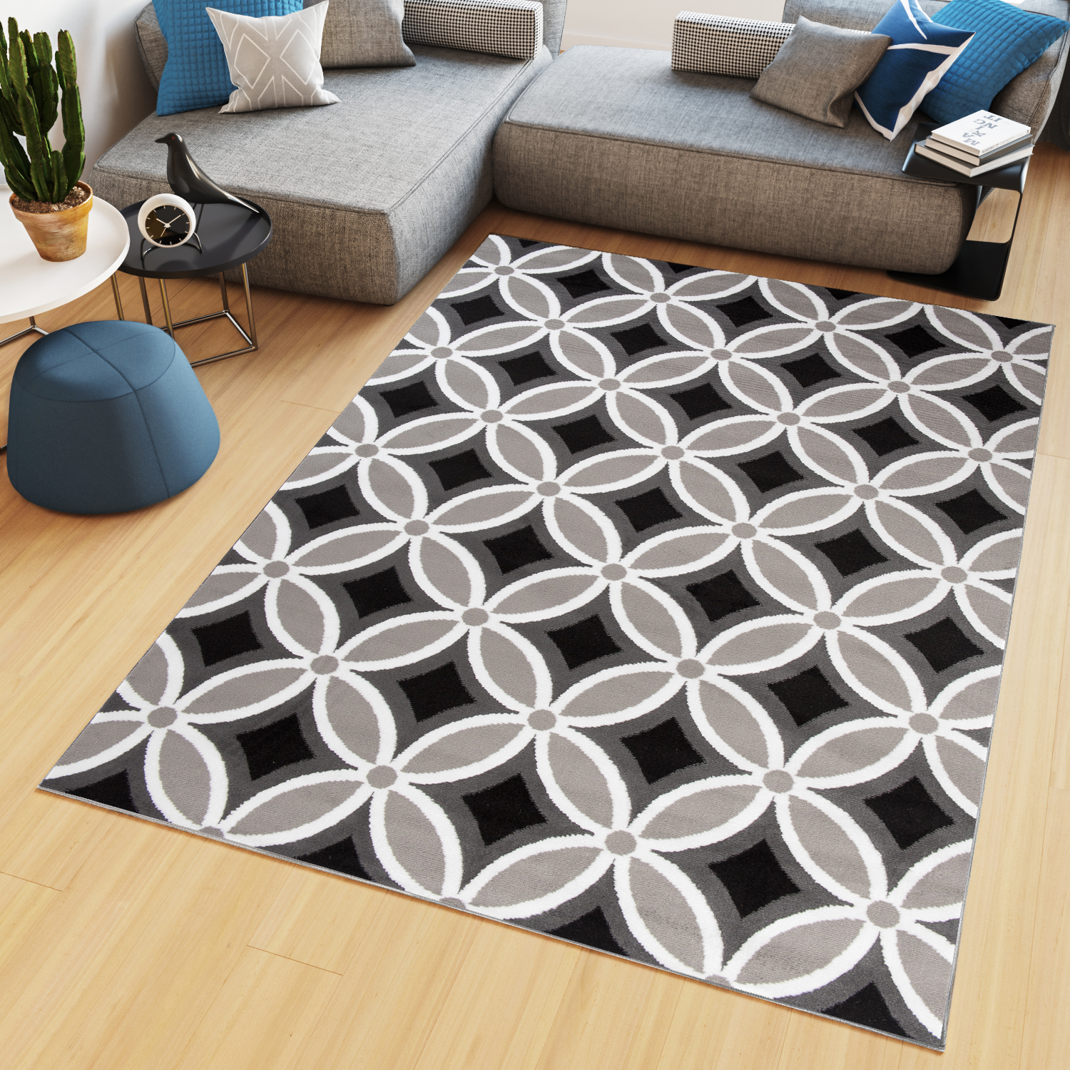 Teppich Maya Grau Geometrisch Mosaik