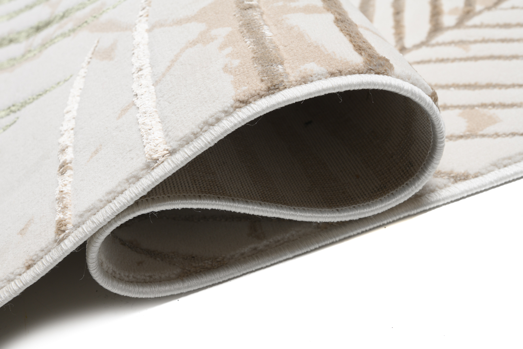 Teppich Golden Creme Gold Grün Blätter