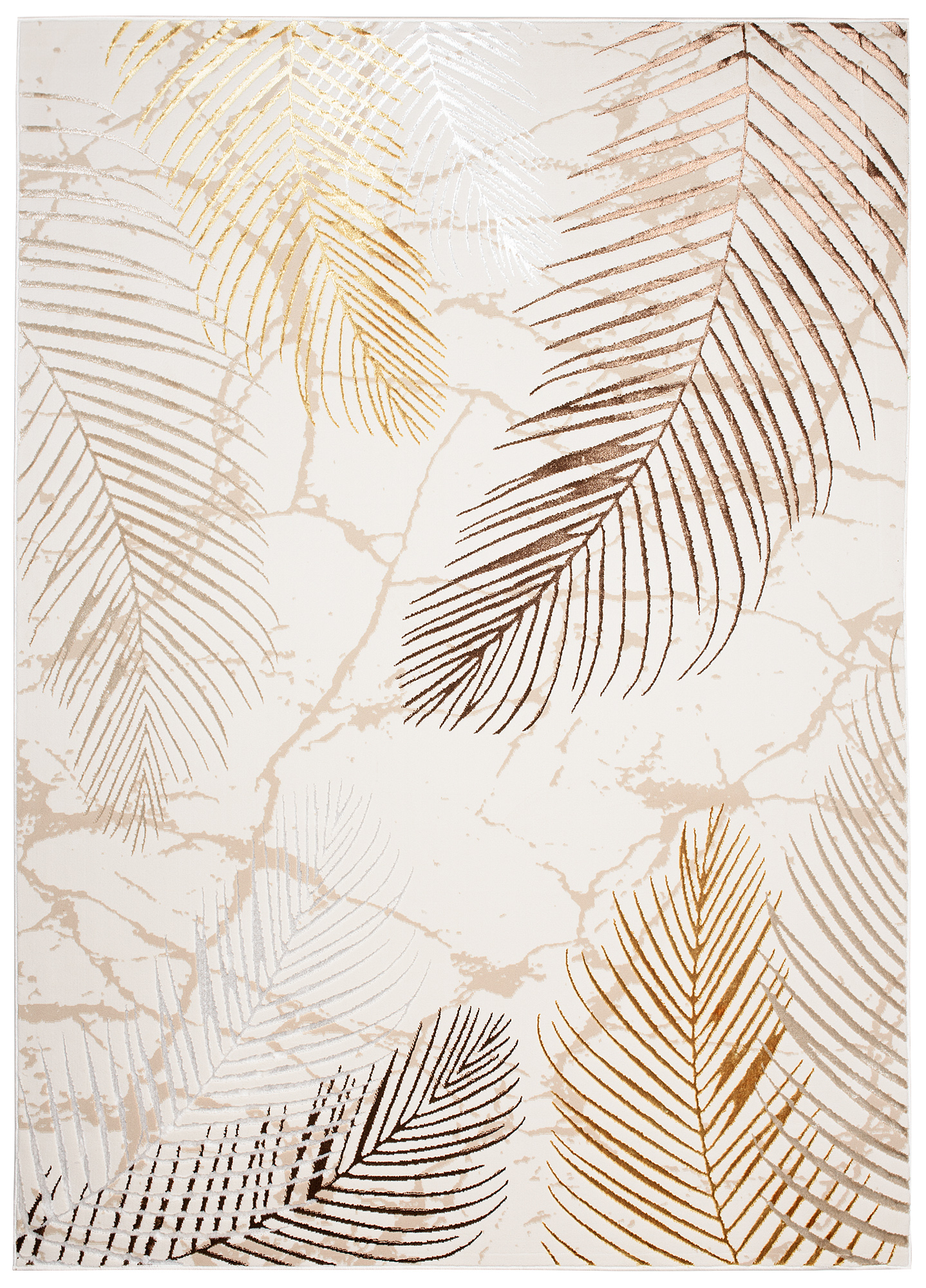 Teppich Golden Creme Gold Braun Blätter