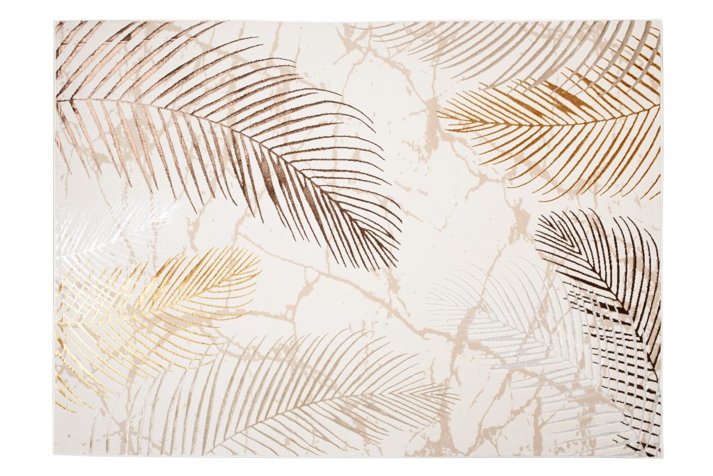 Teppich Golden Creme Gold Braun Blätter