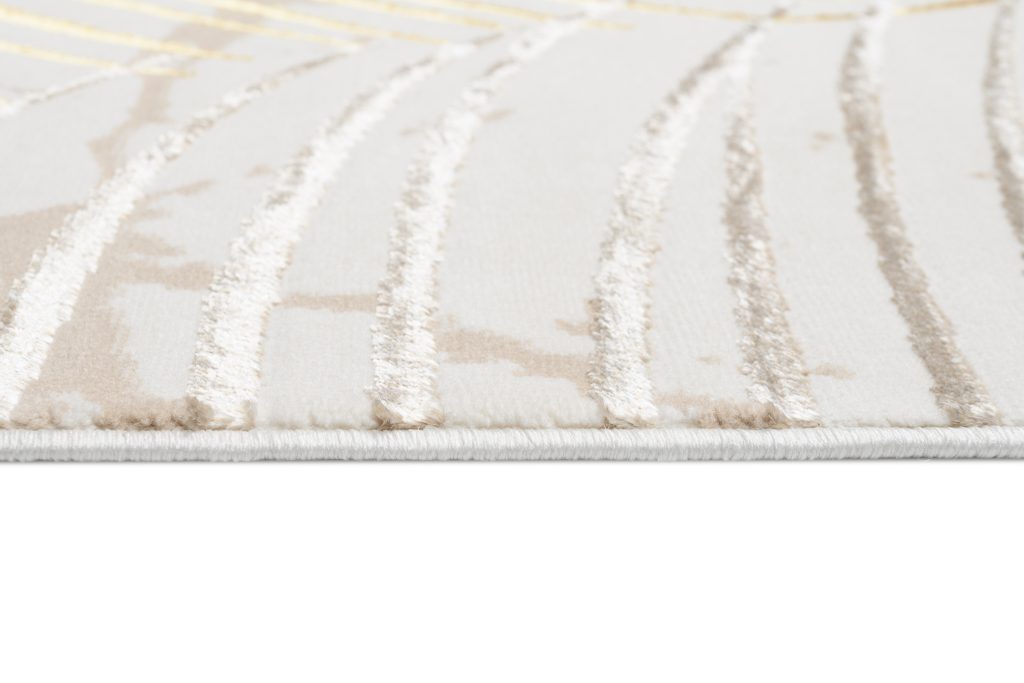 Teppich Golden Creme Gold Braun Blätter