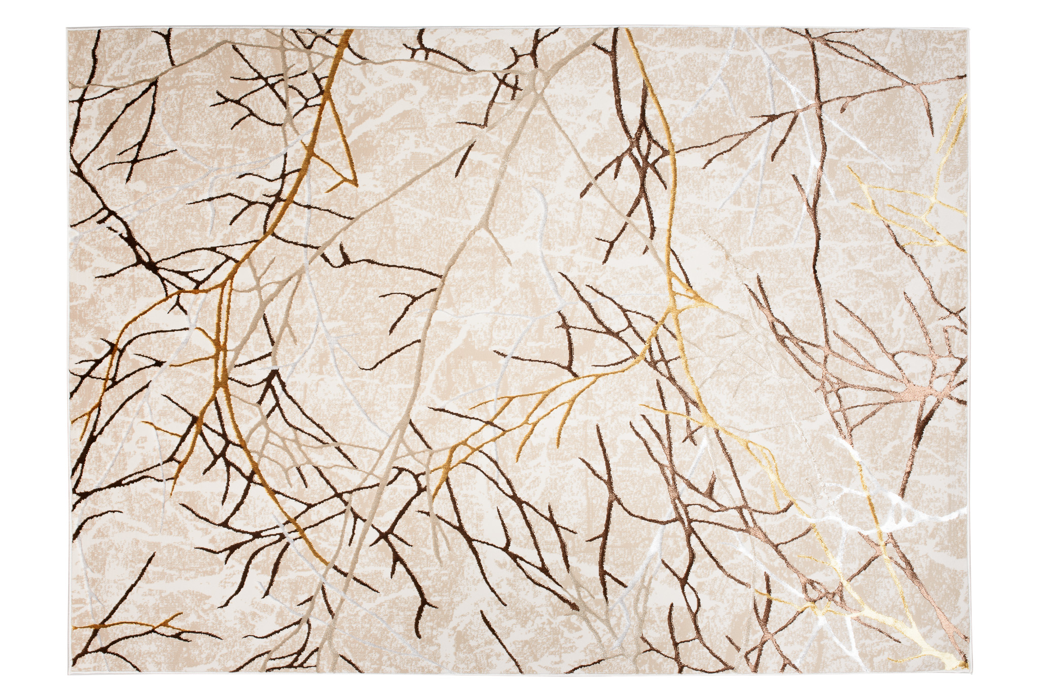 Teppich Golden Beige Gold Braun Linien