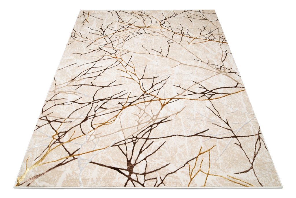 Teppich Golden Beige Gold Braun Linien