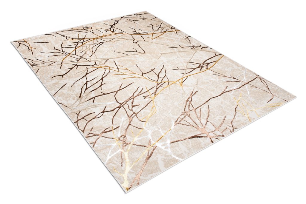 Teppich Golden Beige Gold Braun Linien
