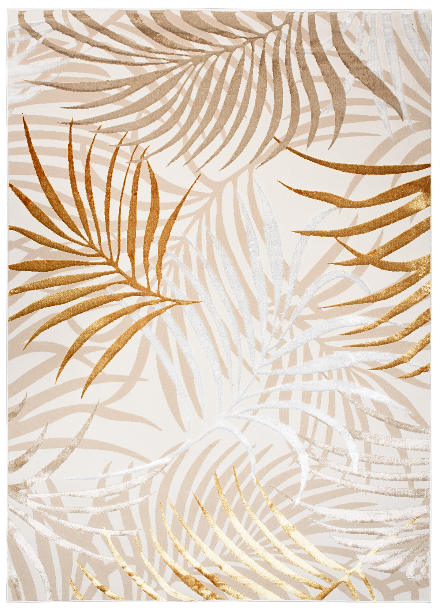 Teppich Golden Creme Gold Beige Blätter