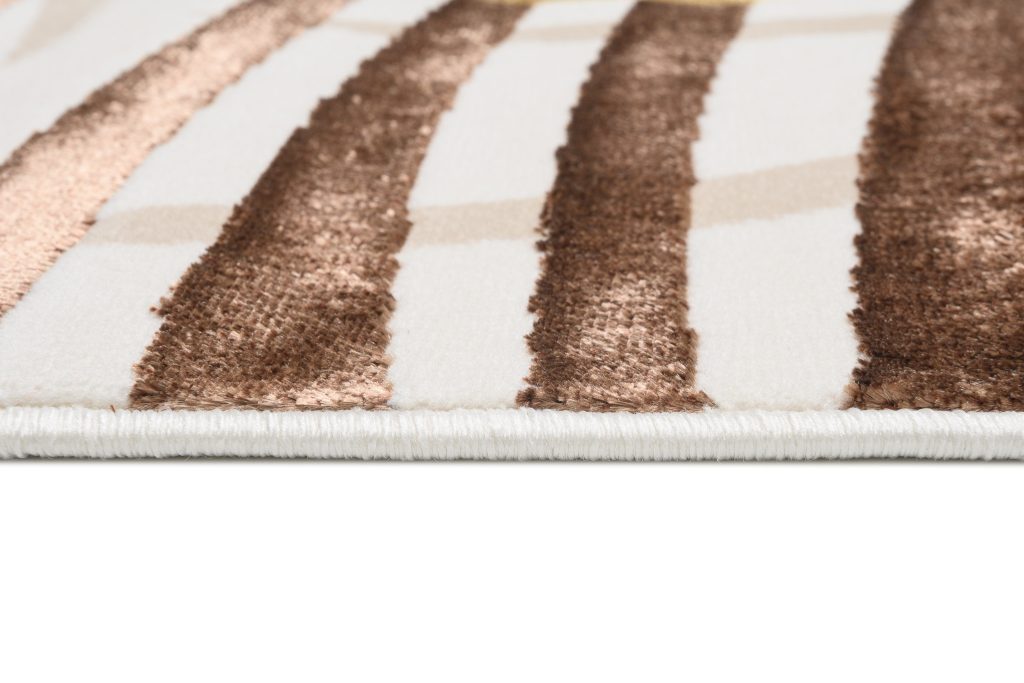 Teppich Golden Creme Braun Gold Blätter