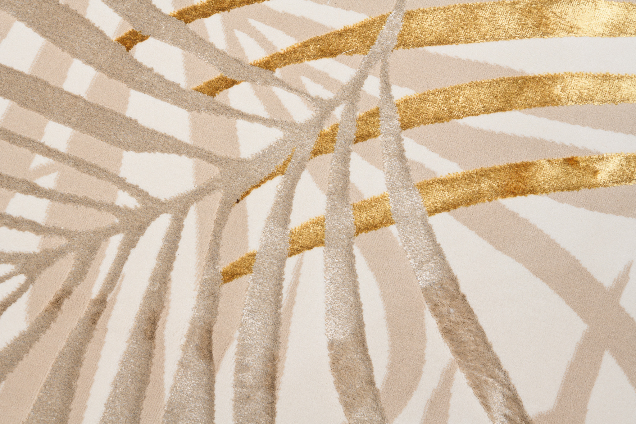 Teppich Golden Creme Braun Gold Blätter