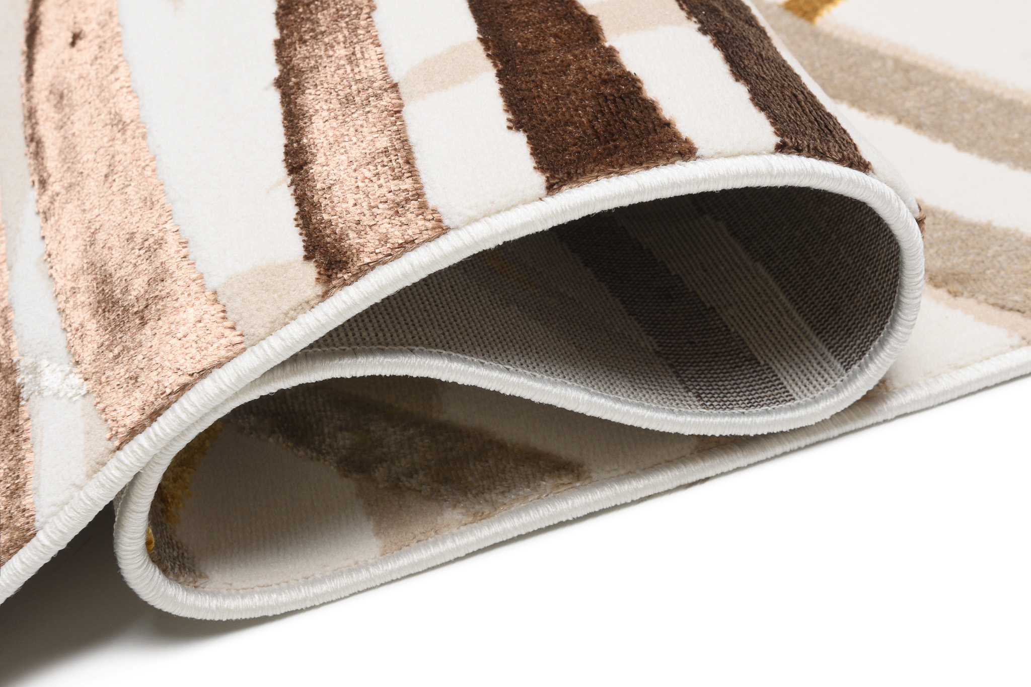 Teppich Golden Creme Braun Gold Blätter