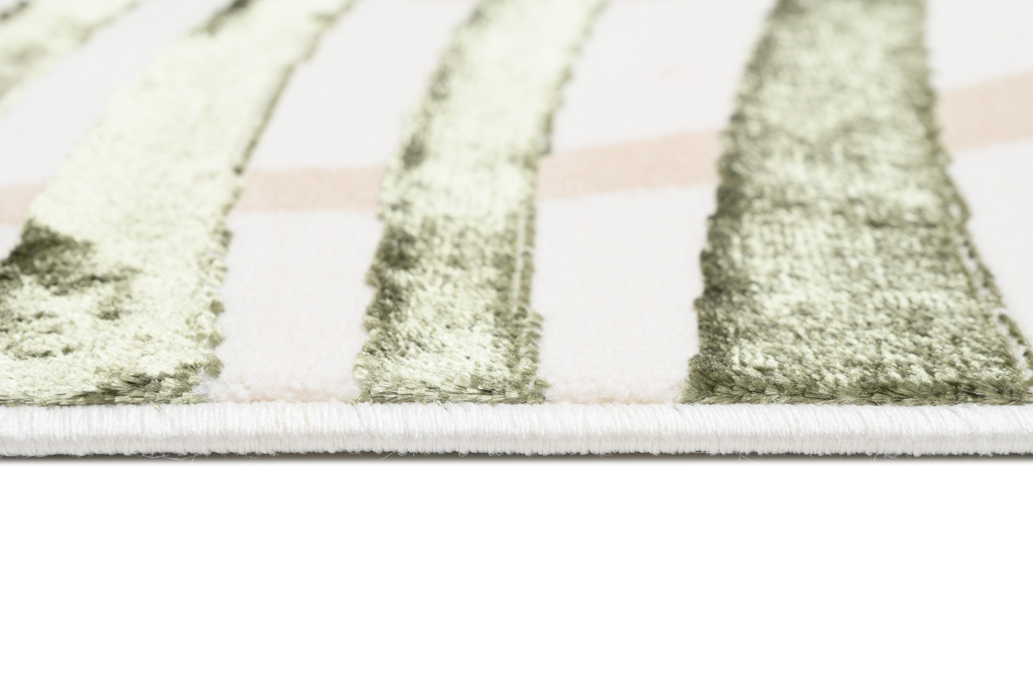 Teppich Golden Creme Beige Grün Blätter