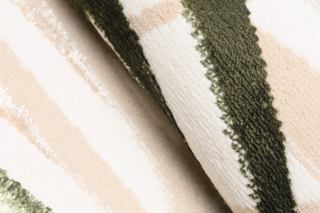 Teppich Golden Creme Beige Grün Blätter