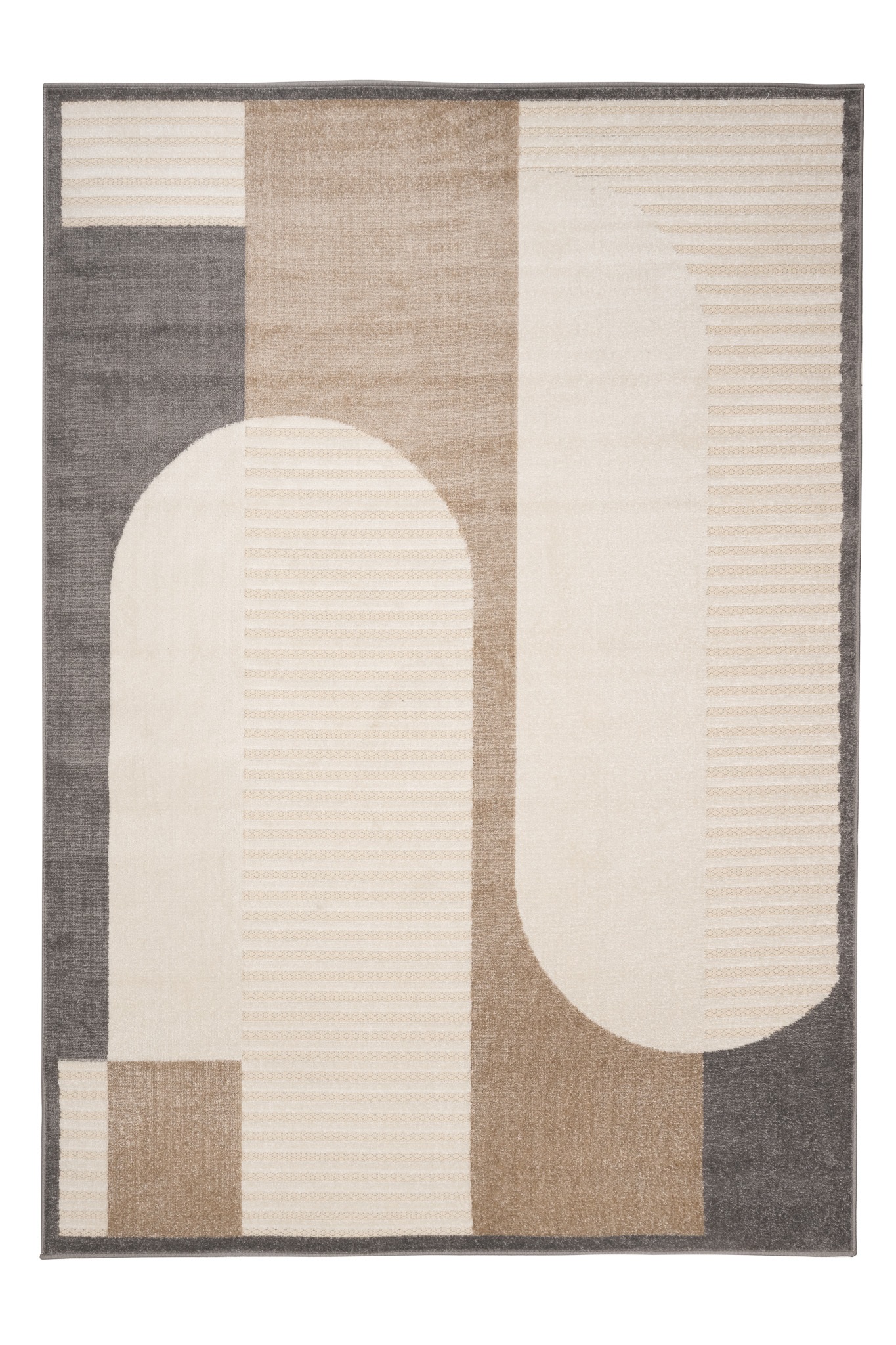Teppich Outdoor Patio Creme Braun Grau