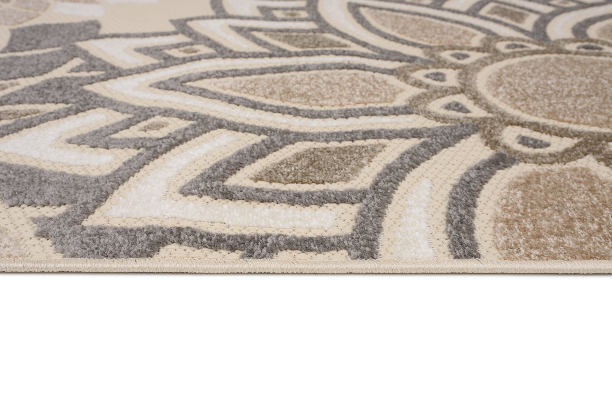Teppich Outdoor Patio Creme Grau Blumen