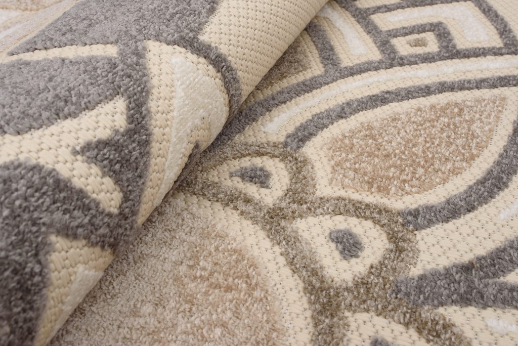 Teppich Outdoor Patio Creme Grau Blumen