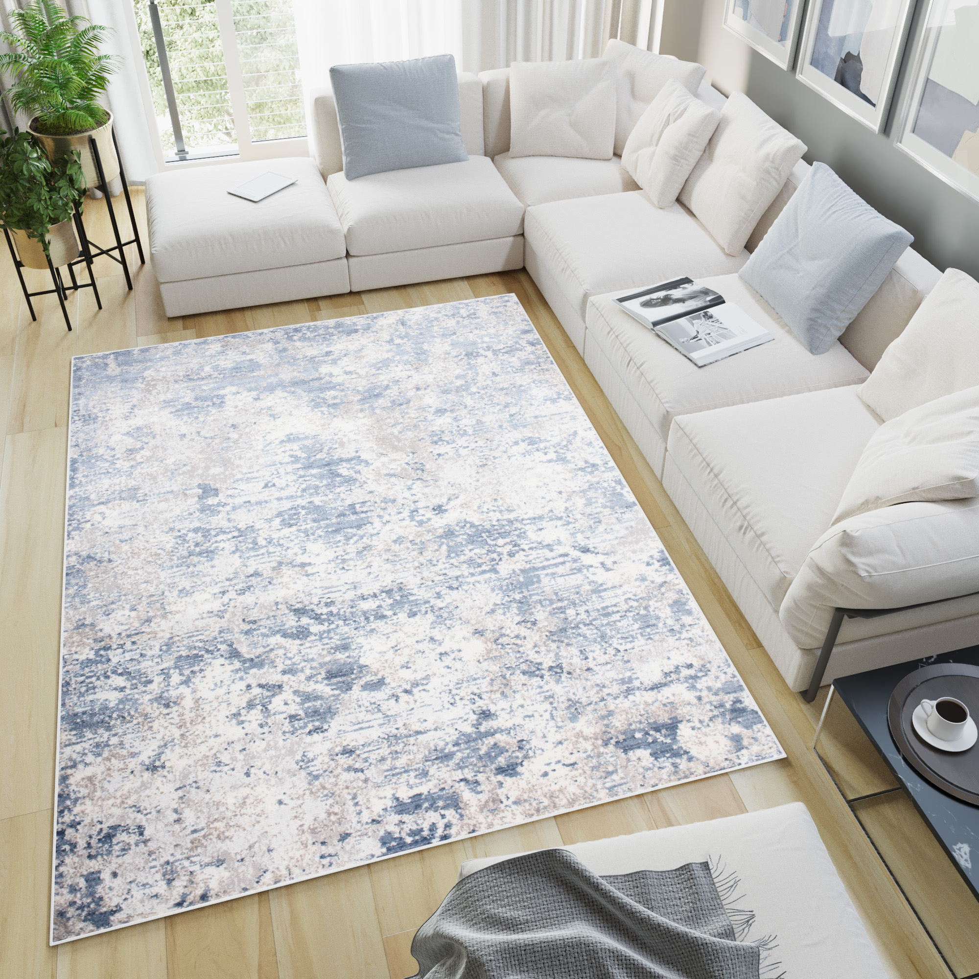 Teppich Sky Blau Grau Modern Abstrakt