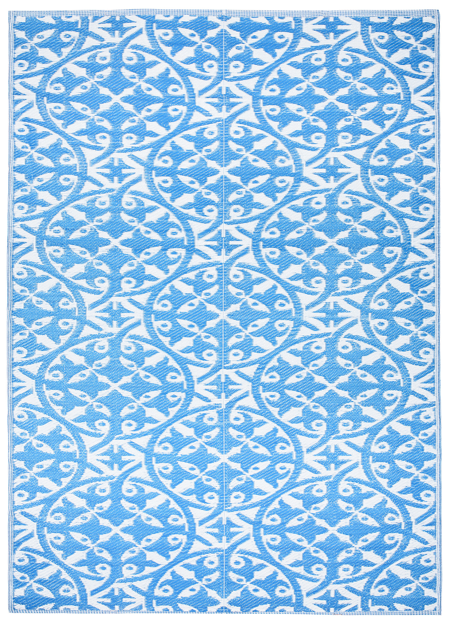 Teppich Ibiza Outdoor Beidseitig Wasserdicht Marineblau Weiß Kreise