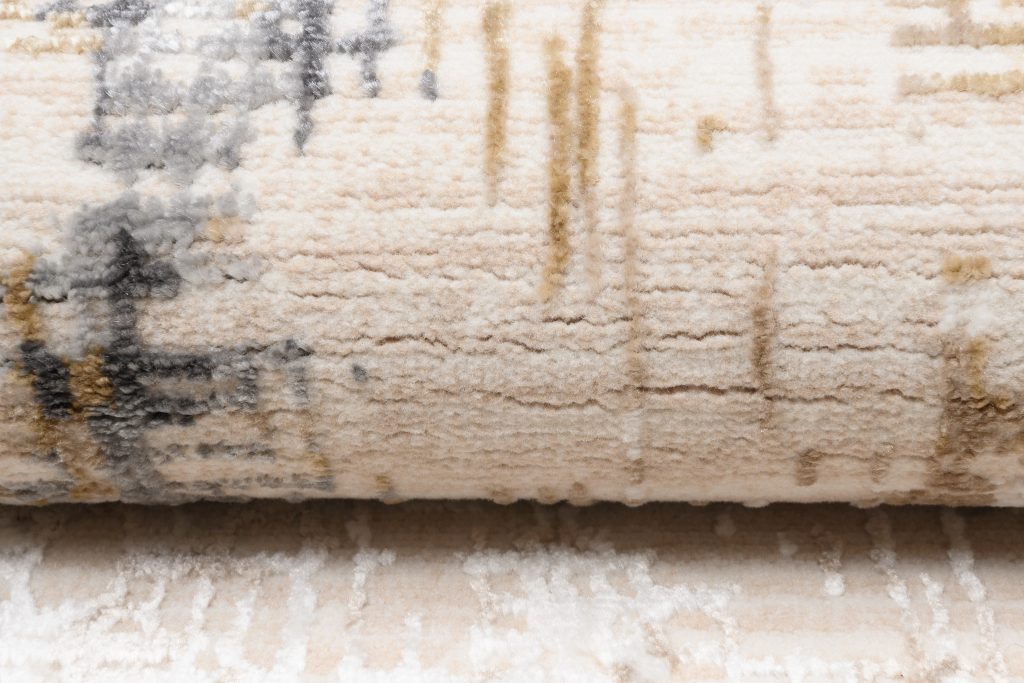 Teppich Hera Beige Creme Grau Abstrakt Streifen 3D-Effekt