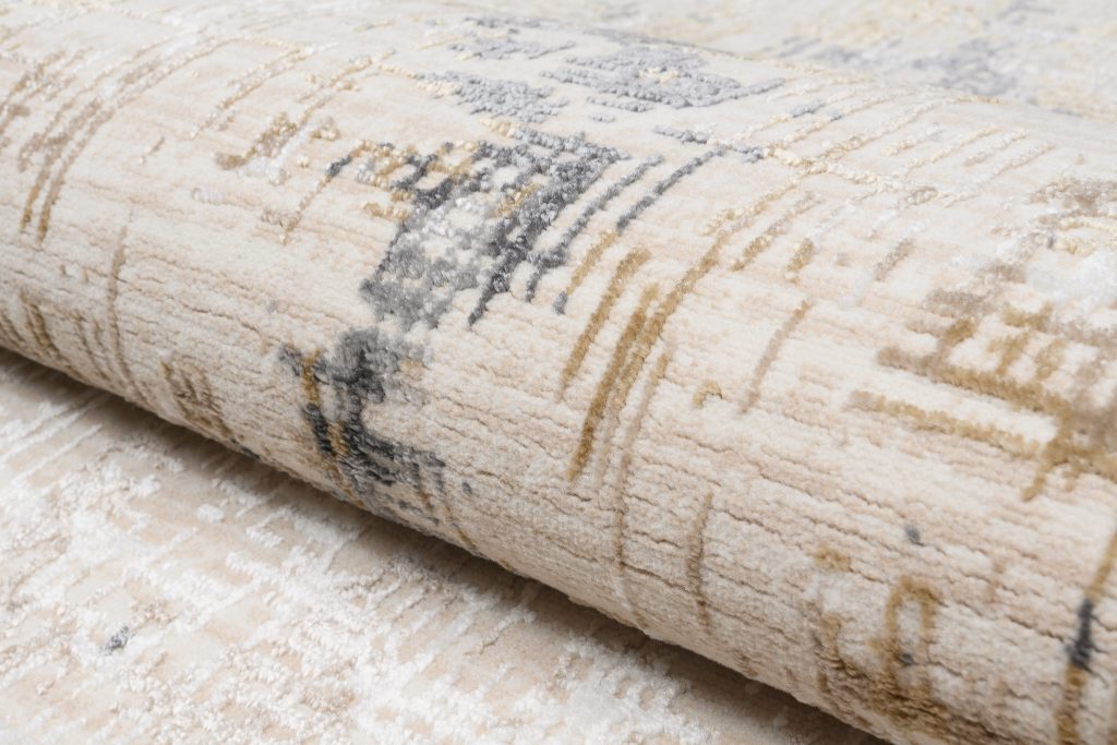 Teppich Hera Beige Creme Grau Abstrakt Streifen 3D-Effekt