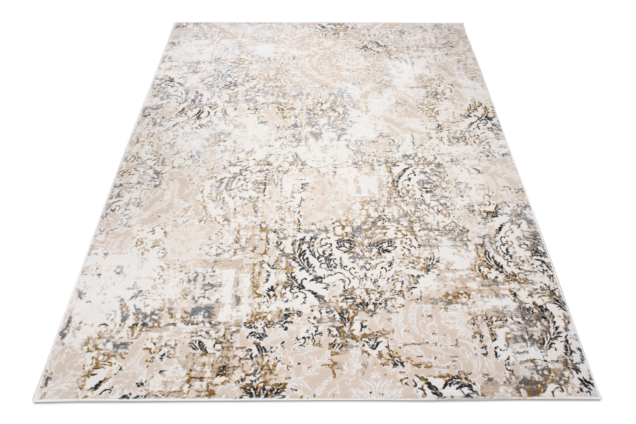 Teppich Hera Creme Beige Grau Ornamente 3D-Effekt