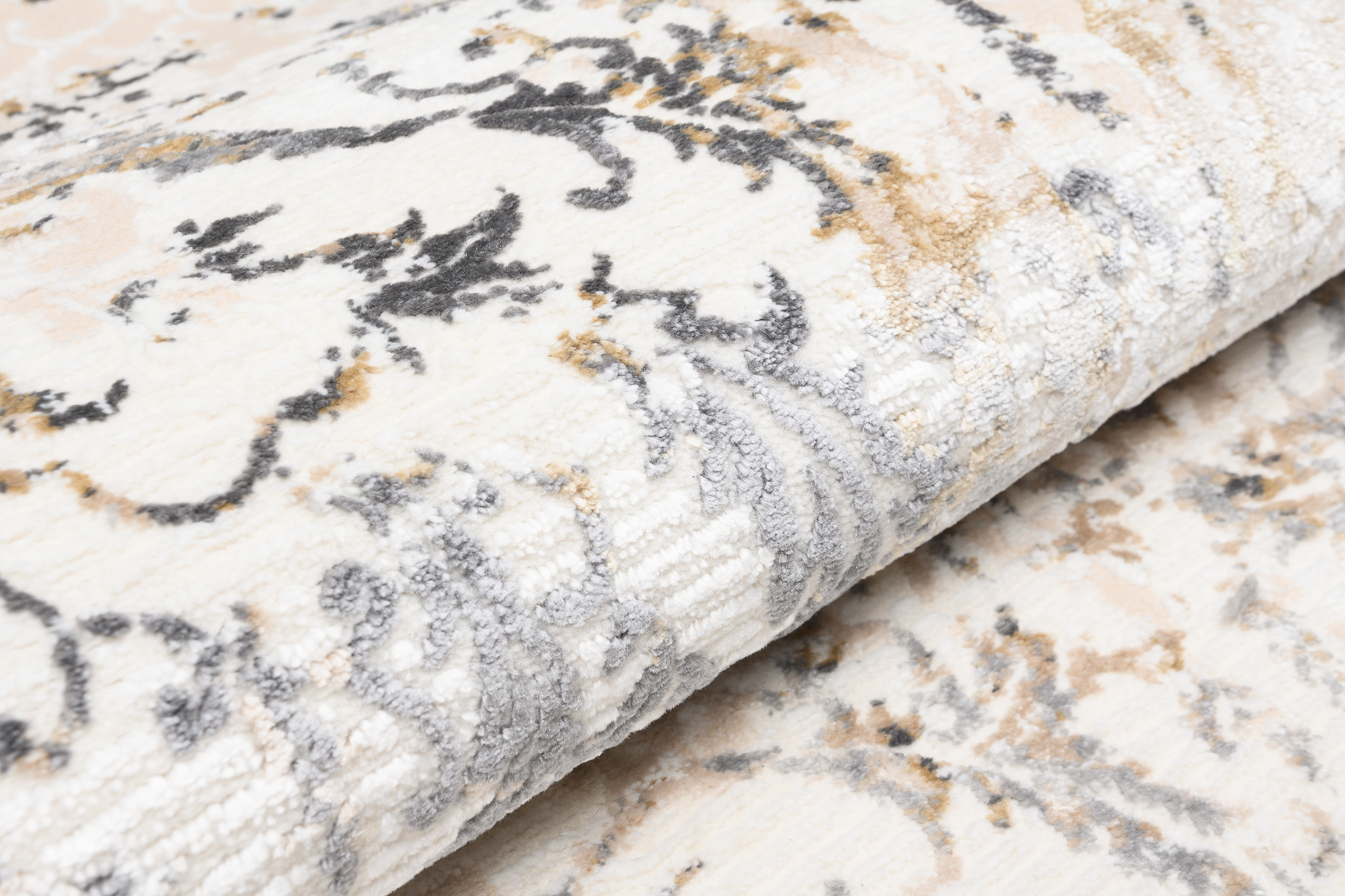 Teppich Hera Creme Beige Grau Ornamente 3D-Effekt