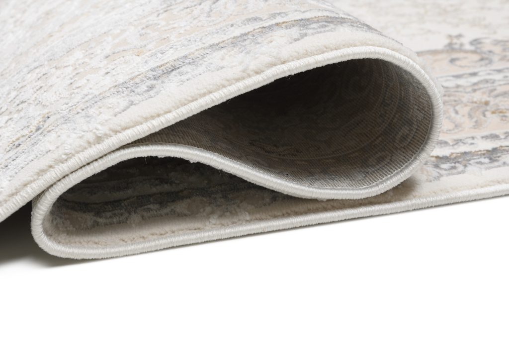 Teppich Hera Creme Beige Grau Vintage Medaillon 3D-Effekt