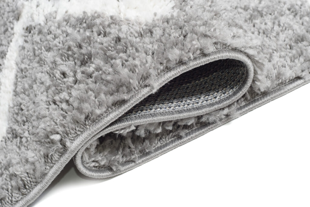 Teppichläufer Boho mit Fransen Grau Zigzag Shaggy