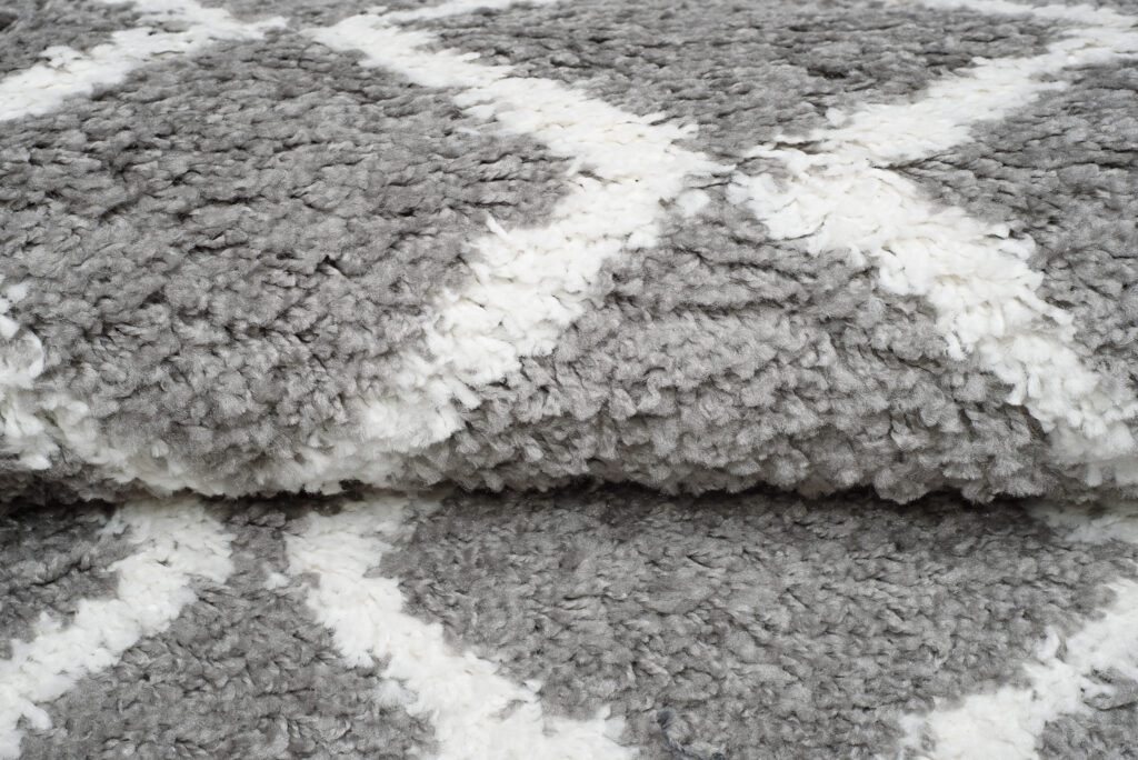 Teppichläufer Boho mit Fransen Grau Zigzag Shaggy