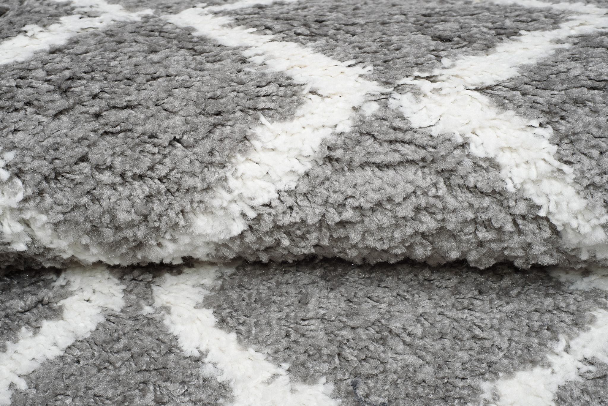 Teppichläufer Boho mit Fransen Grau Zigzag Shaggy