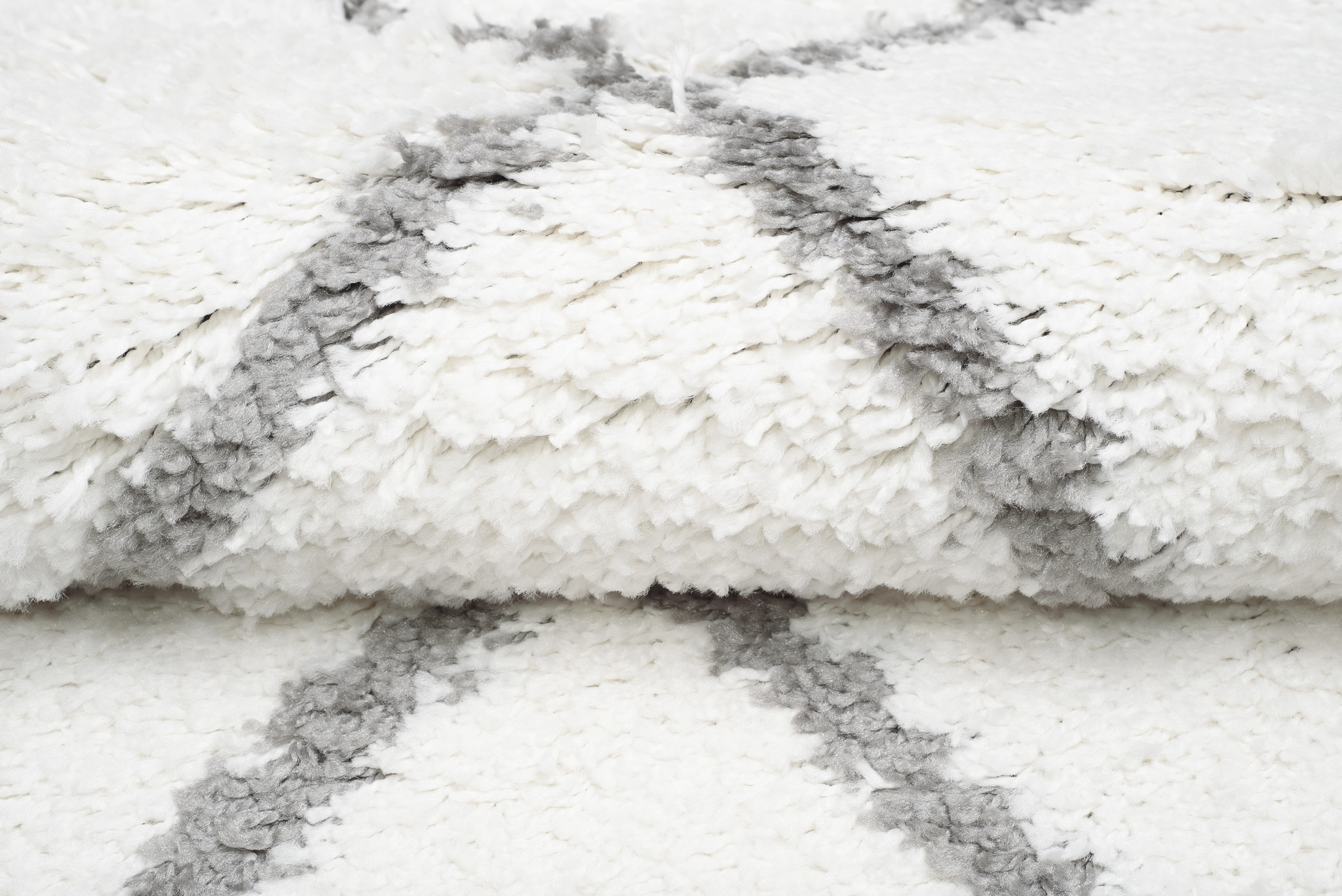 Teppichläufer Boho mit Fransen Creme Rauten Shaggy